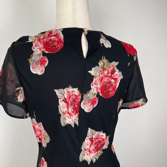 VTG 90s My Michelle Floral Maxi Dress Black Red Y2K Fairy Grunge Dark Romance - Picture 6 of 16